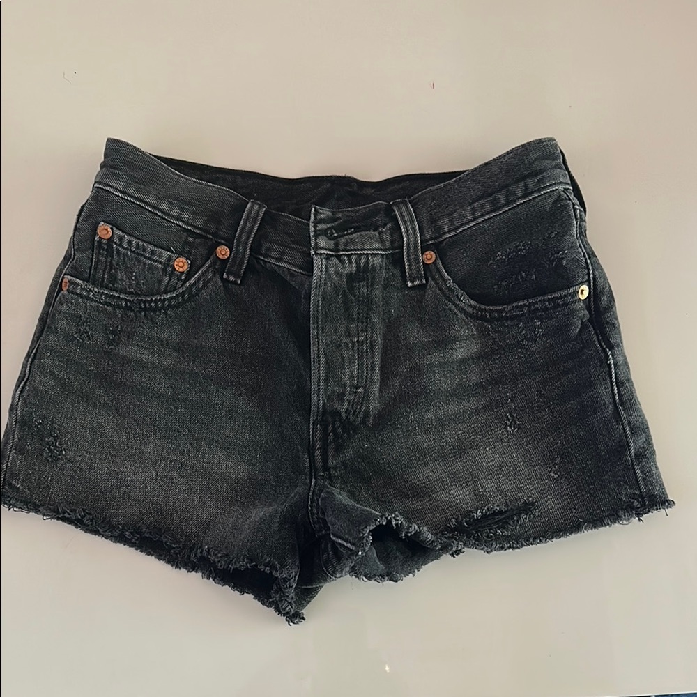 Levi's Black Jean Shorts Distressed Cut-Off Style